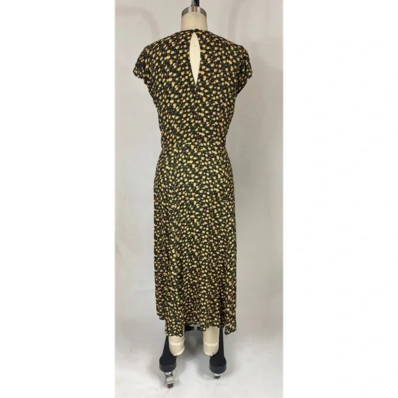 Reformation black dress with yellow and green small floral pattern - Picture 2 of 6